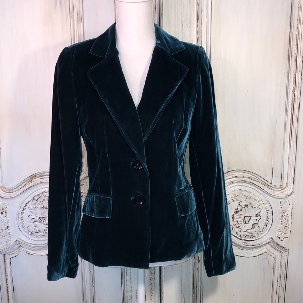 Darjoni Beautiful Teal Velvet Blazer Size 6